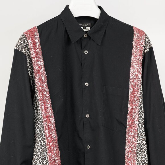 Comme des Garcons Homme Plus SS/18 Black Leopard & Sequin-Trim Shirt - Picture 4 of 14